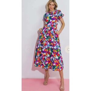 Flying Tomato Colorful Cut Out Midi Dress, Large